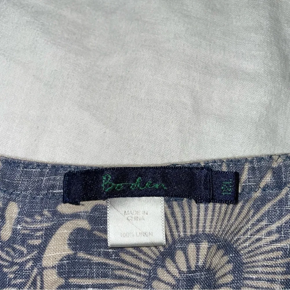 Boden 12L 100% Linen ruffle Maxi Skirt Floral Blue Cream